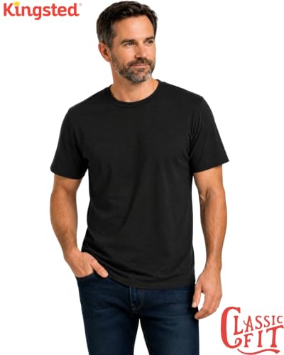 Kingsted Mens T-Shirts - Super Soft & Durable, Classic Fit Crew Neck Shirts - color: Black Pack, size: XX-Large
