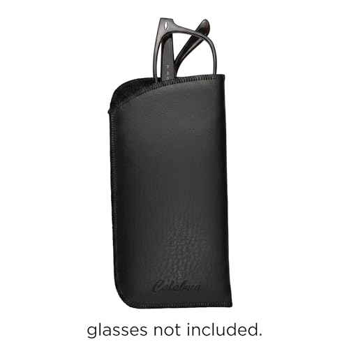 Calabria Slim Faux Leather Eyeglass Case Soft Slip-In Design [Black without Clip - 3 Pack] | Compact Protective Pouch | Soft Case for Glasses | Lightweight Sunglass Storage - color: Black (No-clip) (3-pack)