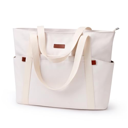 Tote Bag for Women, 18L Large Capacity Hobo Handbags with Zipper - color: White, size: Medium