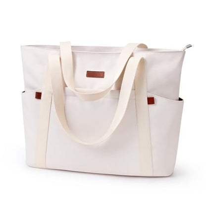 Tote Bag for Women, 18L Large Capacity Hobo Handbags with Zipper - color: White, size: Medium