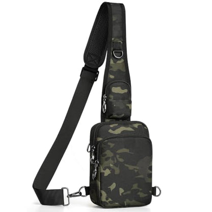 BROADREAM Sling Bag, Crossbody Bag with Anti-Theft Lock Zipper, RFID Blocking & Water Resistant for Travel Work Sport - color: Camouflage Green