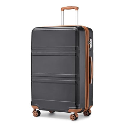 Kono 28 Inch Luggage Expandable Suitcase with Spinner Wheels TSA Lock - color: Apricot Black, size: 28-inch Large-checked