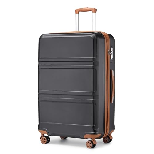 Kono 28 Inch Luggage Expandable Suitcase with Spinner Wheels TSA Lock - color: Apricot Black, size: 28-inch Large-checked