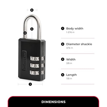 Master Lock Combination Padlock, Resettable 3-Digit Code 2-Pack 647BLKEC2