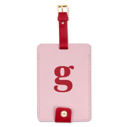 kate spade new york Leatherette Initial Luggage Tag, G | Colorful Bag Tag Suitcase Identifier with Buckle Closure and Privacy Flap with Snap Button for Travel and Airport - color: G, size: 4.375 inches x 3.125 inches