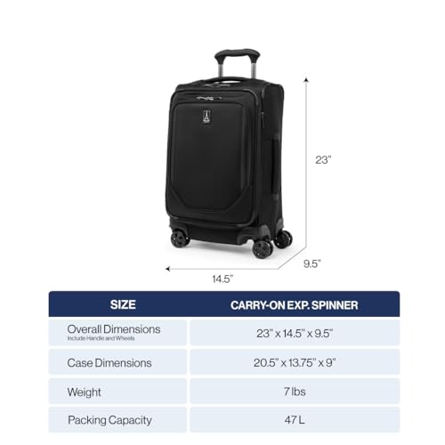 Travelpro Crew Classic Softside Carry-On Luggage, Black, 21-Inch - color: Black, size: Carry On