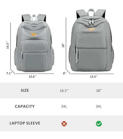 abshoo Classical Basic Womens Travel Backpack For College Men Water Resistant Bookbag (Grey) - color: Grey, size: Medium