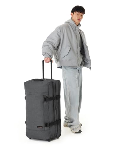 Eastpak Tranverz L – 121L Large Wheeled Luggage with Dual Compartments, TSA Lock, Compression Straps & Smooth-Wheeling System, Black Denim - color: Black Denim, size: 121 Liter Checked Bag