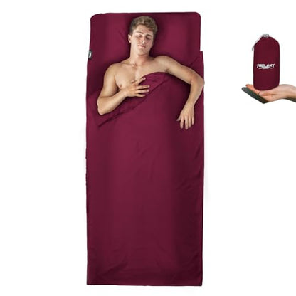 Frelaxy Sleeping Bag Liner, XL Travel Sheet for Camping, Hotels and Hostels - color: Burgundy - No Zipper