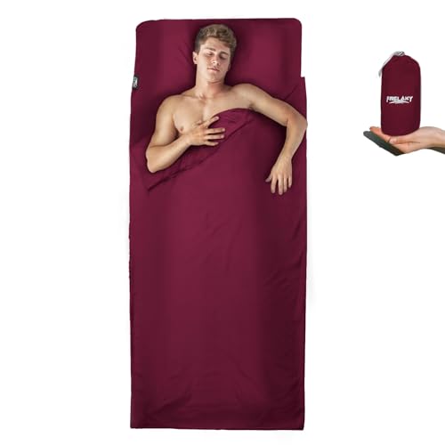 Frelaxy Sleeping Bag Liner, XL Travel Sheet for Camping, Hotels and Hostels - color: Burgundy - No Zipper