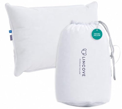 Lincove Canadian Down Feather Travel Pillow - Luxury Pillows to Support Head, Neck, While Sleeping on Airplanes, Cars, Hotels & Home - Comfortable Vacation Sleeping Essential, 13"x18" - style: 13"x18" 1 Pack