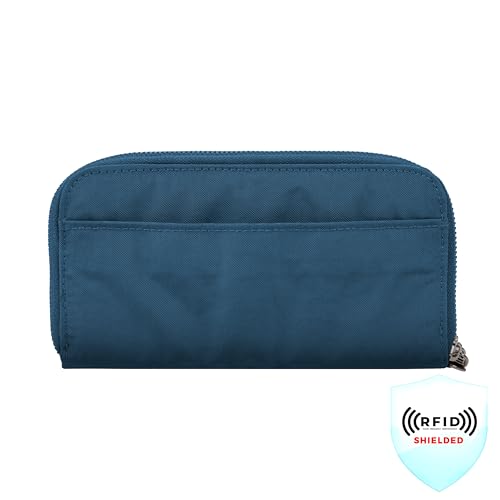 Travelon RFID Blocking Double Zip Wallet - color: Blue
