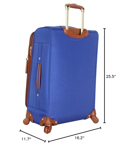 Steve Madden Designer Luggage Collection - Expandable 24 Inch Softside Bag - Durable Mid-sized Lightweight Checked Suitcase with 4-Rolling Spinner Wheels (Global Blue) - color: Blue