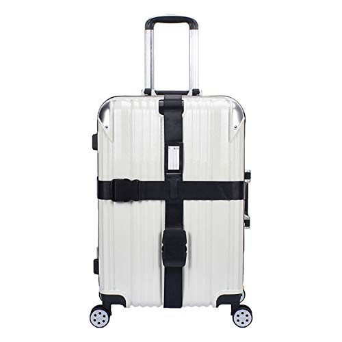 Adjustable Luggage Strap Suitcase Baggage Packing Belt Travel Accessories Long Cross Strap (Black) - color: Black