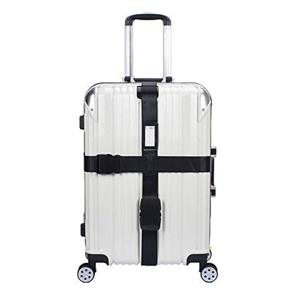 Adjustable Luggage Strap Suitcase Baggage Packing Belt Travel Accessories Long Cross Strap (Black) - color: Black