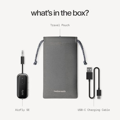 Twelve South AirFly SE, Bluetooth Wireless Audio Transmitter Adapter, Black - color: Black, style: AirFly SE