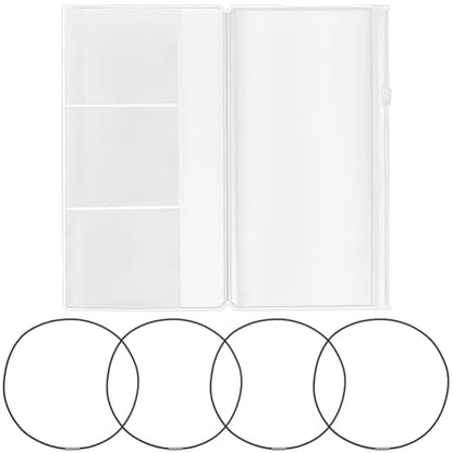 CRASPIRE 8Pcs Travelers Notebook Zipper Refill Pocket File Folder with 4Pcs Nylon Travel Journal Elastics 4Pcs Standard Size PVC Clear Pockets Rectangle Organizers for Card Passport Document Storage - style: 4 Sets Clear Standard Size: Pocket+Rope