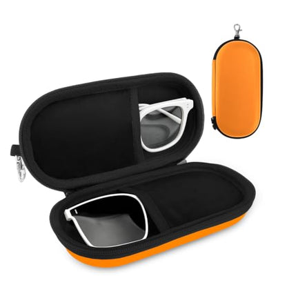 Double Sunglasses Case, Hard Shell Glasses Case for Men Women - color: Pu Orange