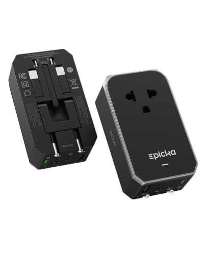 EPICKA Air 40W Universal Travel Adapter PD&QC with 1AC/3USB-C/1USB-A - style: 40W-Black