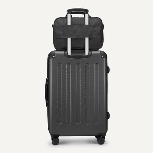 Amazon Basics 4-Piece Luggage Set, Hardside Suitcases with Spinner Wheels, 22" Carry On & 28" Checked, Tote Bag & Travel Bag, Black - color: Black, size: 4-Piece Luggage Set