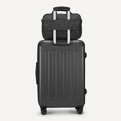 Amazon Basics 4-Piece Luggage Set, Hardside Suitcases with Spinner Wheels, 22" Carry On & 28" Checked, Tote Bag & Travel Bag, Black - color: Black, size: 4-Piece Luggage Set