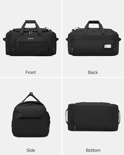 Hanke Duffle Bag for Travel, Dual Expandable 45L-55L Weekender Bags, Black - color: Black