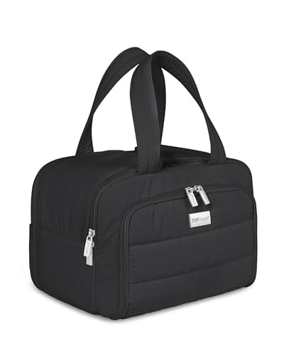 TOPDesign Travel Toiletry Bag, Puffer Makeup Organizer with Compartments - color: Black