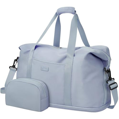 Capolo 확장 가능한 여행용 더플 백 위켄더 오버나이트 백 여성용 남성용 - color: 라이트 블루, size: X-라지