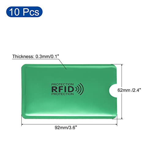 PATIKIL RFID Blocking Credit Card Sleeves, 10 Pack Contactless Protector Holder for NFC Purse, Light Green - color: Light Green