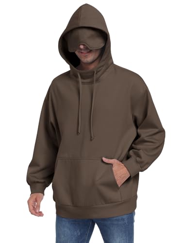 SeSe Code Hoodie with Eye Mask Travel Airplane Unisex Oversized Sweatshirt - color: Light Coffee, size: XX-Large