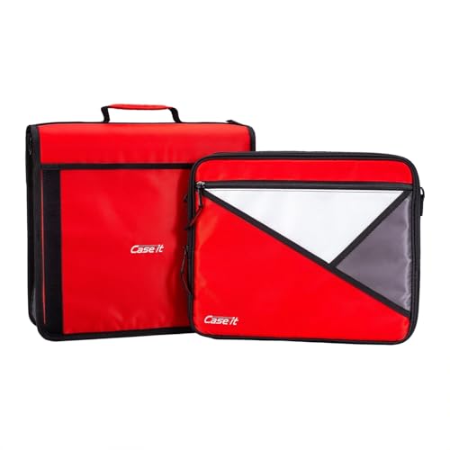 Case-it School Zipper Binder | 1.5" D-Ring | 325-Sheet | LT-207 Fire Red - color: Fire Red, size: 1 Pack