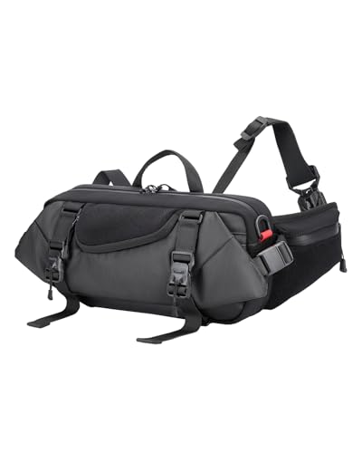 Expandable Sling Bag for Men, Water-Resistant EDC Crossbody Chest Bag with Anti-Theft Magnetic Buckle, Travel Shoulder Bag for Camera, Switch 2 & Daily Carry, Multi-Pocket Hiking Cycling Pack - color: Black