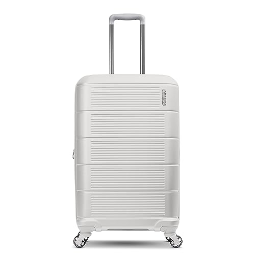 American Tourister Stratum 2.0 Expandable Hardside Luggage with Spinner Wheels, Checked-Medium, White - color: White, size: 24-Inch Checked-Medium