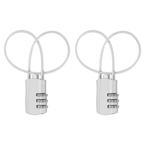 MECCANIXITY 2pcs Luggage Travel Lock 3 Digit Cable Combination Lock Silver - color: Silver, size: 12 Inch