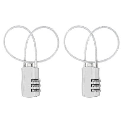 MECCANIXITY 2pcs Luggage Travel Lock 3 Digit Cable Combination Lock Silver - color: Silver, size: 12 Inch