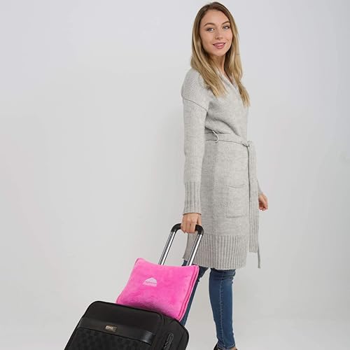 BlueHills Premium Soft Travel Blanket Pillow 2-in-1 Combo Plane Cute - Pink - color: Pink-1pk-t004