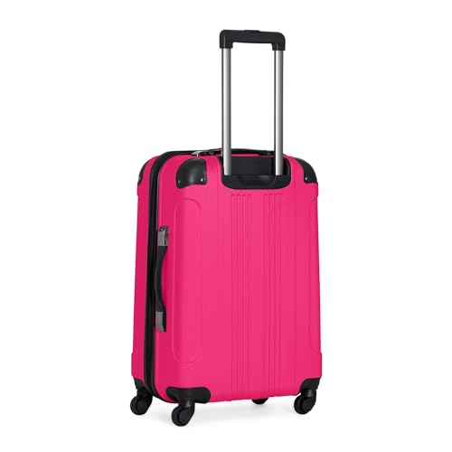 Kenneth Cole REACTION Out of Bounds Lightweight Hardshell 4-Wheel Spinner Luggage, Magenta, 24-Inch Checked - color: Magenta, size: 24-Inch Checked