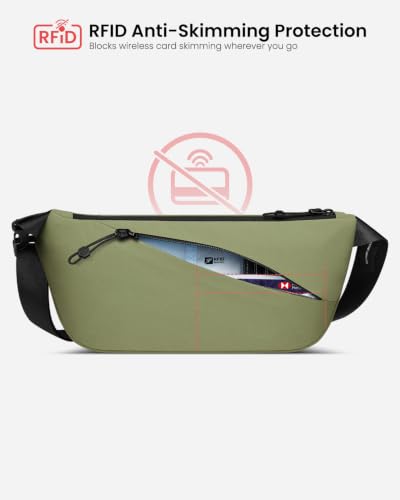 Flux 2L Sling Chest Bag with RFID Blocking Crossbody for Men Women - color: Avocado Green