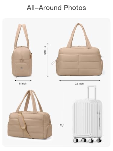 Gitus Travel Duffle Bag for Women Puffer Weekender Bags Carry on Gym Bag - color: Brown
