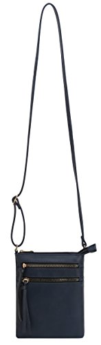 DELUXITY Crossbody Purse Bag Shoulder Bag Multi Pocket Zipper Purse - color: Navy