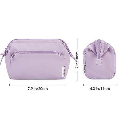 Narwey Travel Makeup Bag Toiletry Bag, Wide Open Cosmetic Bag for Women - color: A-Purple, size: Small