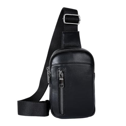 Small Real Leather Sling Bag for Men Crossbody Chest Bag Travel Phone Pouch