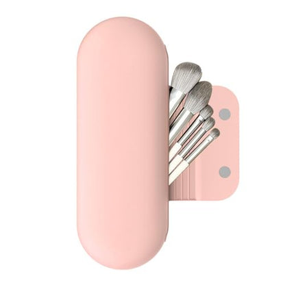 Silicone Makeup Brush Holder Travel Case – Soft Portable Makeup Brush Bag with Magnetic Closure, Large Cosmetic Brush Organizer for Travel, Anti-Fall Out Makeup Brush Storage Pouch, Pink