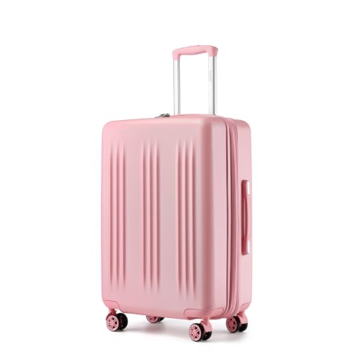 Kono 24 Inch Expandable Checked Luggage with Spinner Wheels TSA Lock Pink - color: Pink, size: 24"