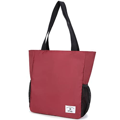ETidy Large Capacity Foldable Tote Bag With Zipper - color: Burgundy