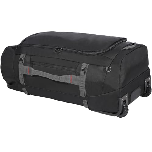 REDCAMP 85L/120L/140L Foldable Duffle Bag with Wheels, Large Travel Duffel Bag - color: 120L Black (Large) with U-shaped Opening
