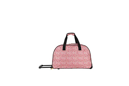 LUCAS Designer Carry On Luggage Collection - Lightweight Pattern 22 Inch Duffel Bag- Weekender Overnight Business Travel Suitcase with 2- Rolling Spinner Wheels (SEA FORM) (RED)… - color: RED