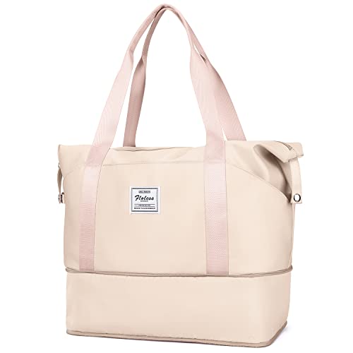Travel Duffel Bag Carry On Overnight Weekender Bags for Women Hospital Tote - color: A116-beige-expandable, size: X-large