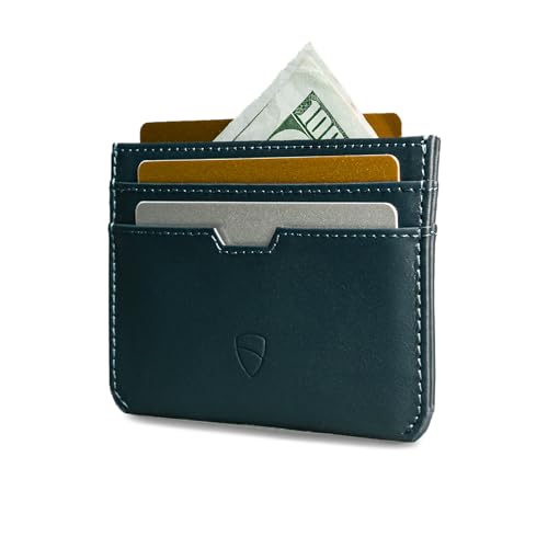 Vaultskin MOORGATE Slim Top-Grain Leather Credit Card Holder, RFID Wallet - color: Midnight Navy