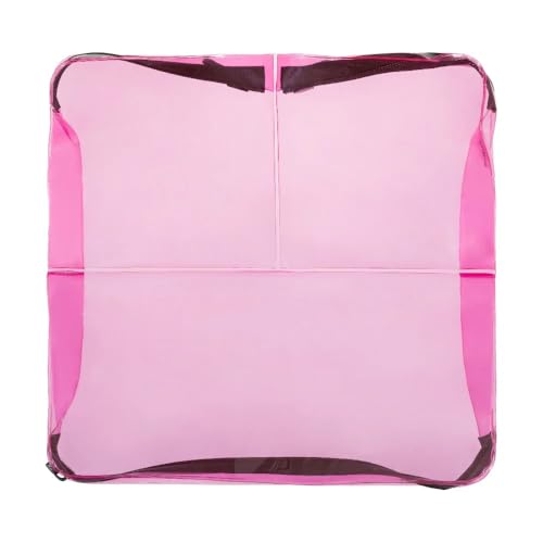 Clear Travel 3- Compartment Toiletry & Makeup Bag Organizer - color: Pink, size: 9X9